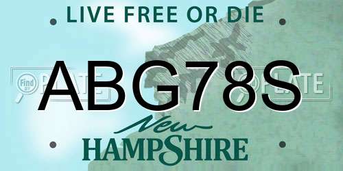 ABG78S New Hampshire License Plate