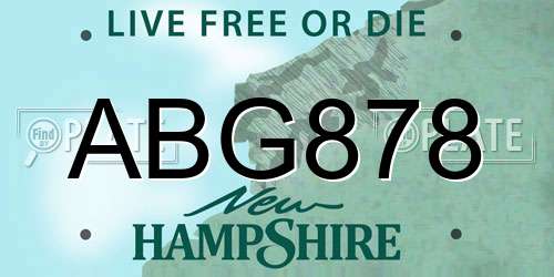 ABG878 New Hampshire License Plate