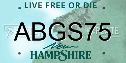 ABGS75 New Hampshire License Plate