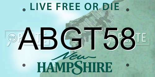 ABGT58 New Hampshire License Plate