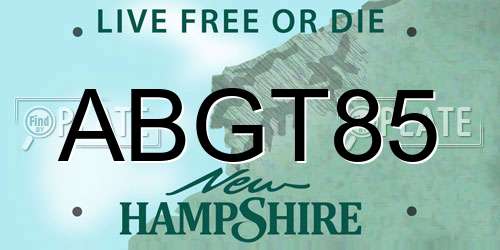 ABGT85 New Hampshire License Plate