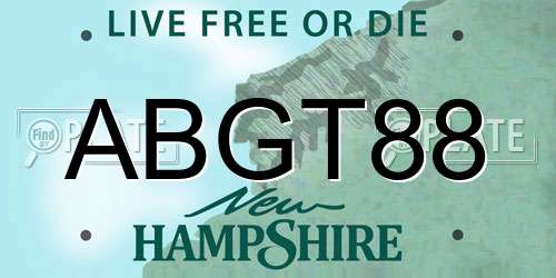 ABGT88 New Hampshire License Plate