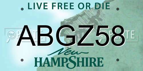 ABGZ58 New Hampshire License Plate