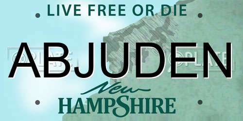 ABJUDEN New Hampshire License Plate