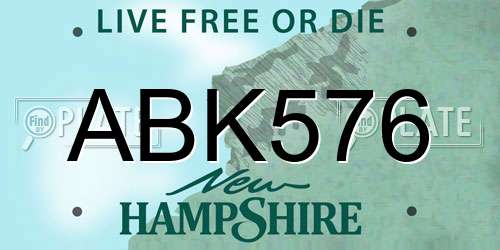 ABK576 New Hampshire License Plate