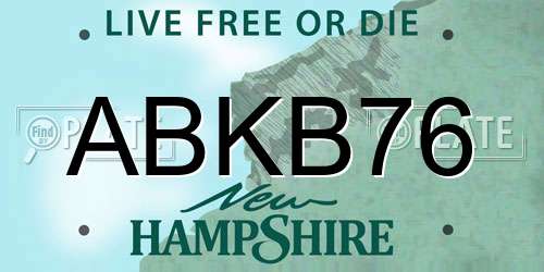 ABKB76 New Hampshire License Plate
