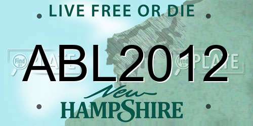 ABL2012 New Hampshire License Plate