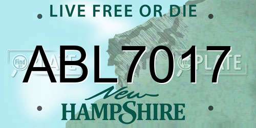 ABL7017 New Hampshire License Plate