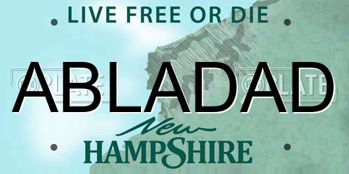 ABLADAD New Hampshire License Plate
