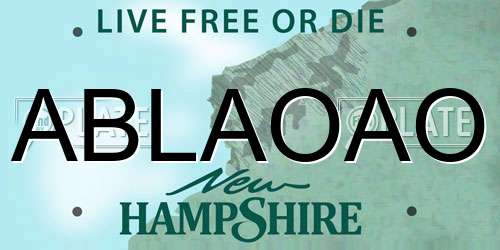 ABLAOAO New Hampshire License Plate