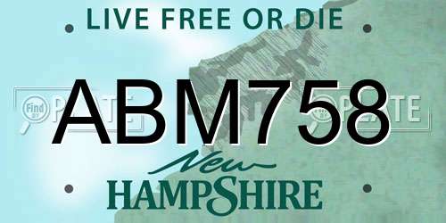 ABM758 New Hampshire License Plate