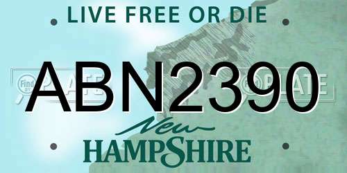 ABN2390 New Hampshire License Plate