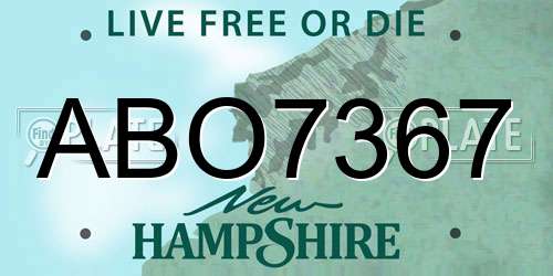 ABO7367 New Hampshire License Plate