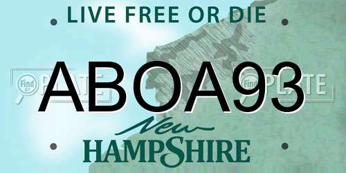 ABOA93 New Hampshire License Plate