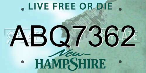 ABQ7362 New Hampshire License Plate