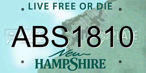 ABS1810 New Hampshire License Plate