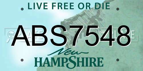 ABS7548 New Hampshire License Plate