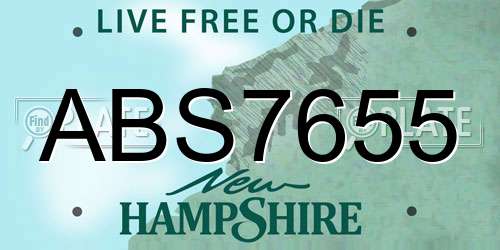 ABS7655 New Hampshire License Plate