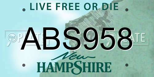 ABS958 New Hampshire License Plate