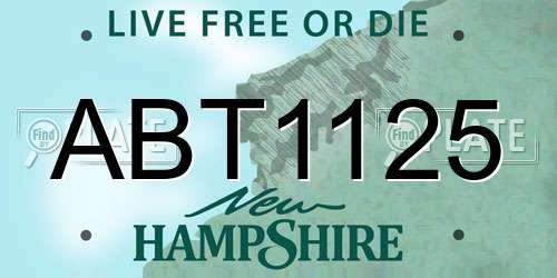ABT1125 New Hampshire License Plate