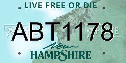 ABT1178 New Hampshire License Plate