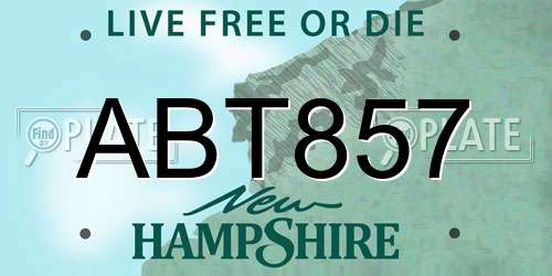 ABT857 New Hampshire License Plate