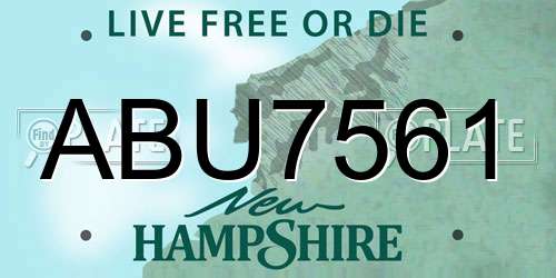 ABU7561 New Hampshire License Plate
