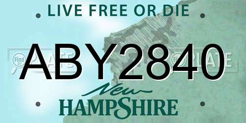 ABY2840 New Hampshire License Plate