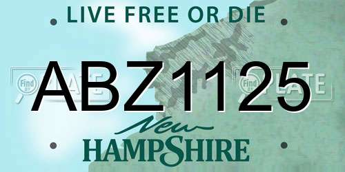 ABZ1125 New Hampshire License Plate