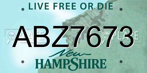 ABZ7673 New Hampshire License Plate