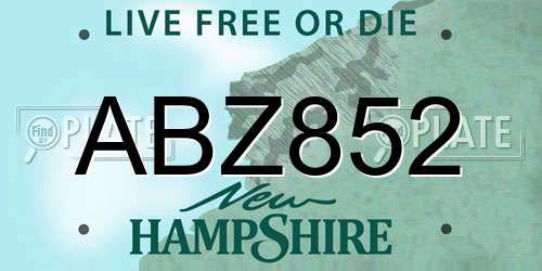 ABZ852 New Hampshire License Plate