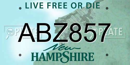 ABZ857 New Hampshire License Plate