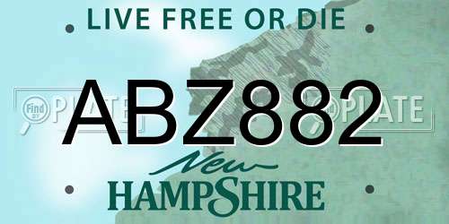 ABZ882 New Hampshire License Plate