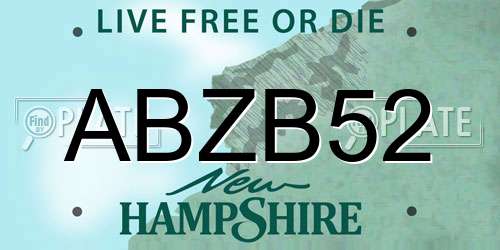 ABZB52 New Hampshire License Plate