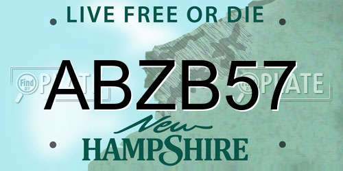 ABZB57 New Hampshire License Plate