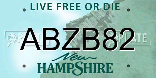 ABZB82 New Hampshire License Plate