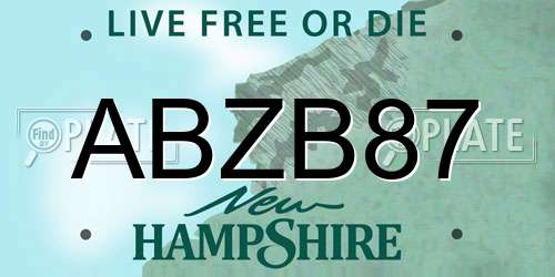 ABZB87 New Hampshire License Plate