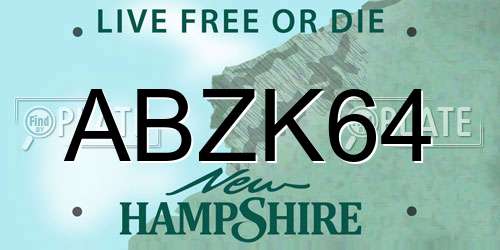 ABZK64 New Hampshire License Plate