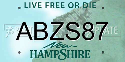ABZS87 New Hampshire License Plate