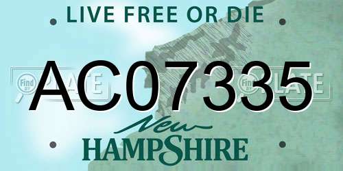 AC07335 New Hampshire License Plate
