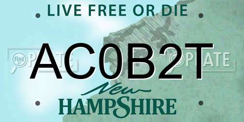 AC0B2T New Hampshire License Plate
