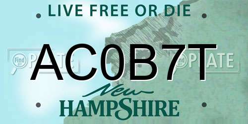 AC0B7T New Hampshire License Plate