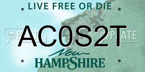 AC0S2T New Hampshire License Plate