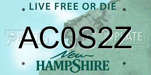 AC0S2Z New Hampshire License Plate