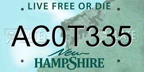 AC0T335 New Hampshire License Plate