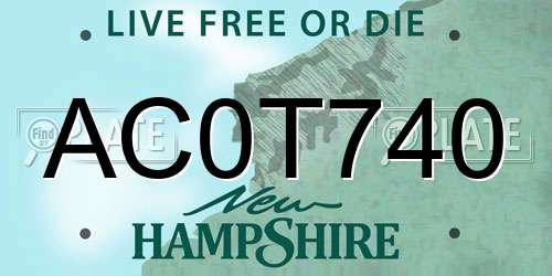 AC0T740 New Hampshire License Plate