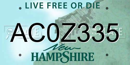 AC0Z335 New Hampshire License Plate