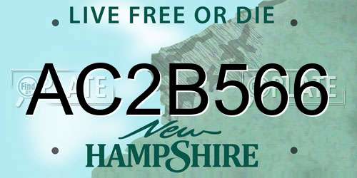AC2B566 New Hampshire License Plate
