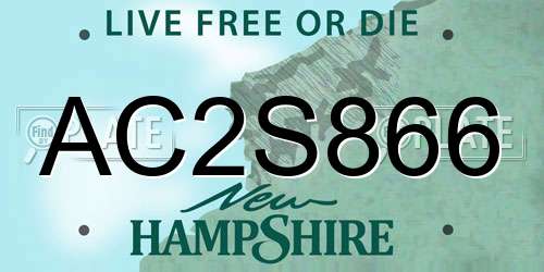 AC2S866 New Hampshire License Plate