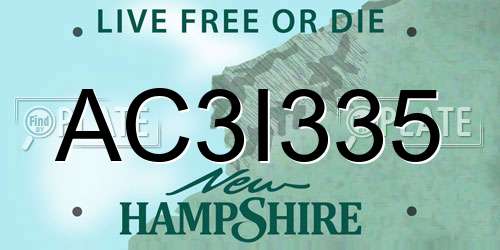 AC3I335 New Hampshire License Plate